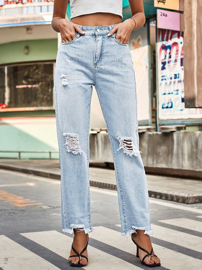 Women's Ripped Fitted Jeans