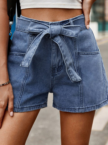 Short en jean polyvalent à taille haute pour femme 