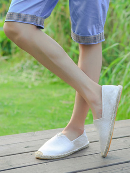 Espadrilles en toile de couleur unie pour femmes 