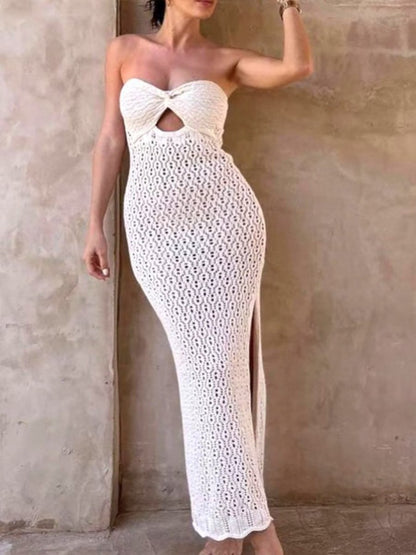 Robe en maille creuse avec corset pour femme 