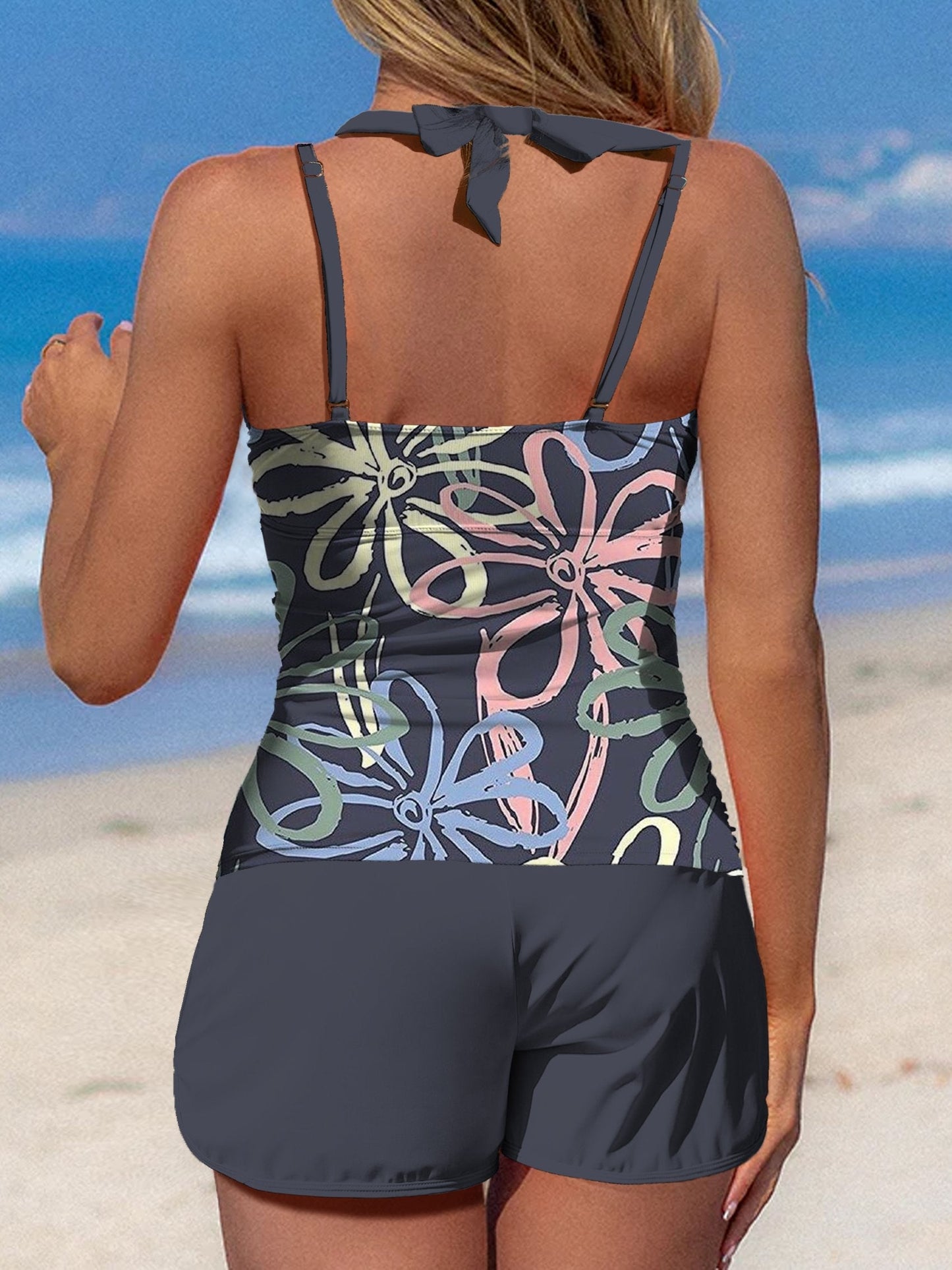 Maillot de bain tankini taille moyenne à imprimé floral Lien 