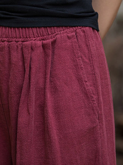 Women's Linen Vintage Wide Leg Pants