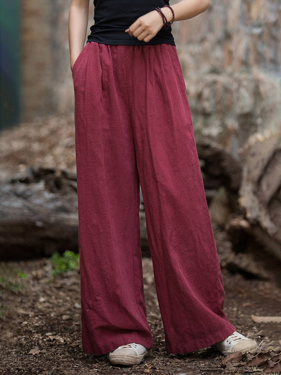 Women's Linen Vintage Wide Leg Pants