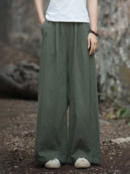 Women's Linen Vintage Wide Leg Pants