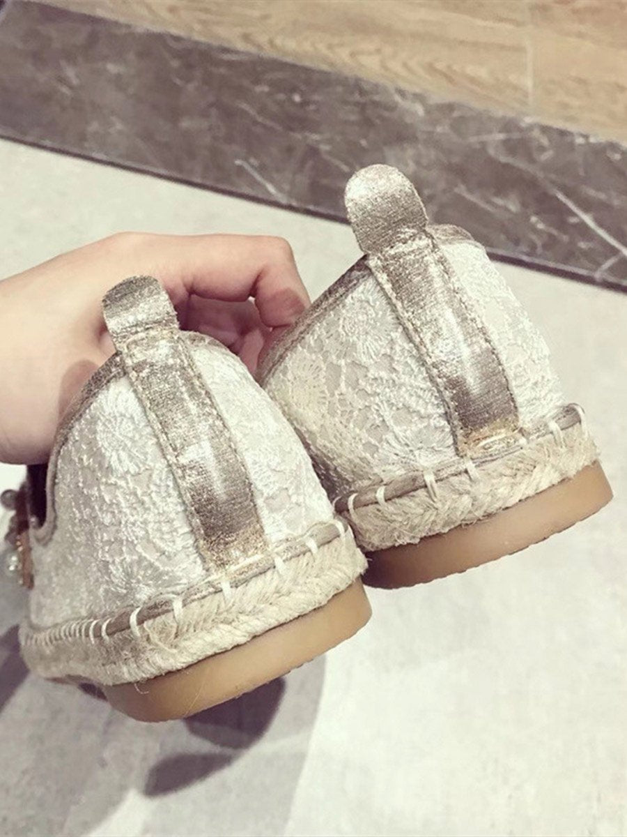 Mocassins creux en dentelle pour femmes 