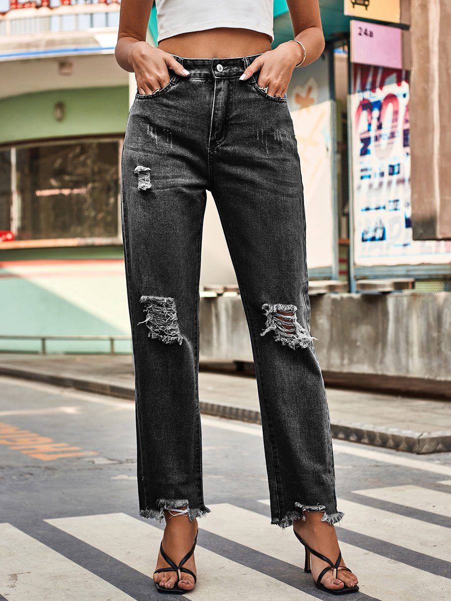 Women's Ripped Fitted Jeans