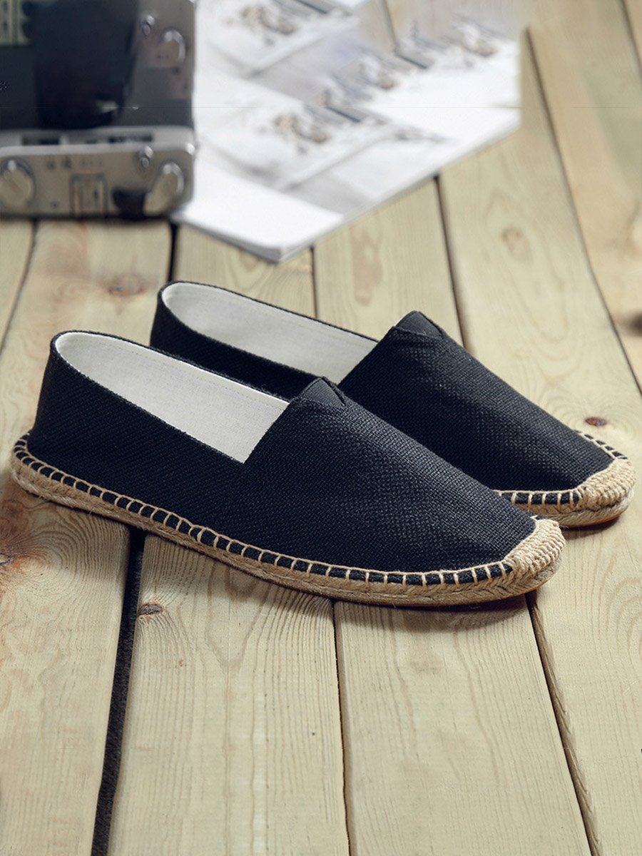 Espadrilles en toile de couleur unie pour femmes 