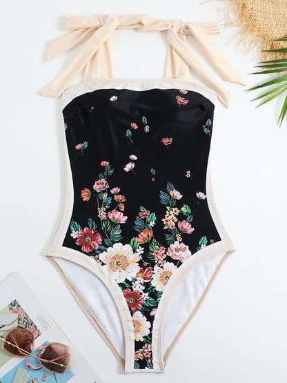 Maillot de bain une pièce vintage pour femme en mousseline de soie 