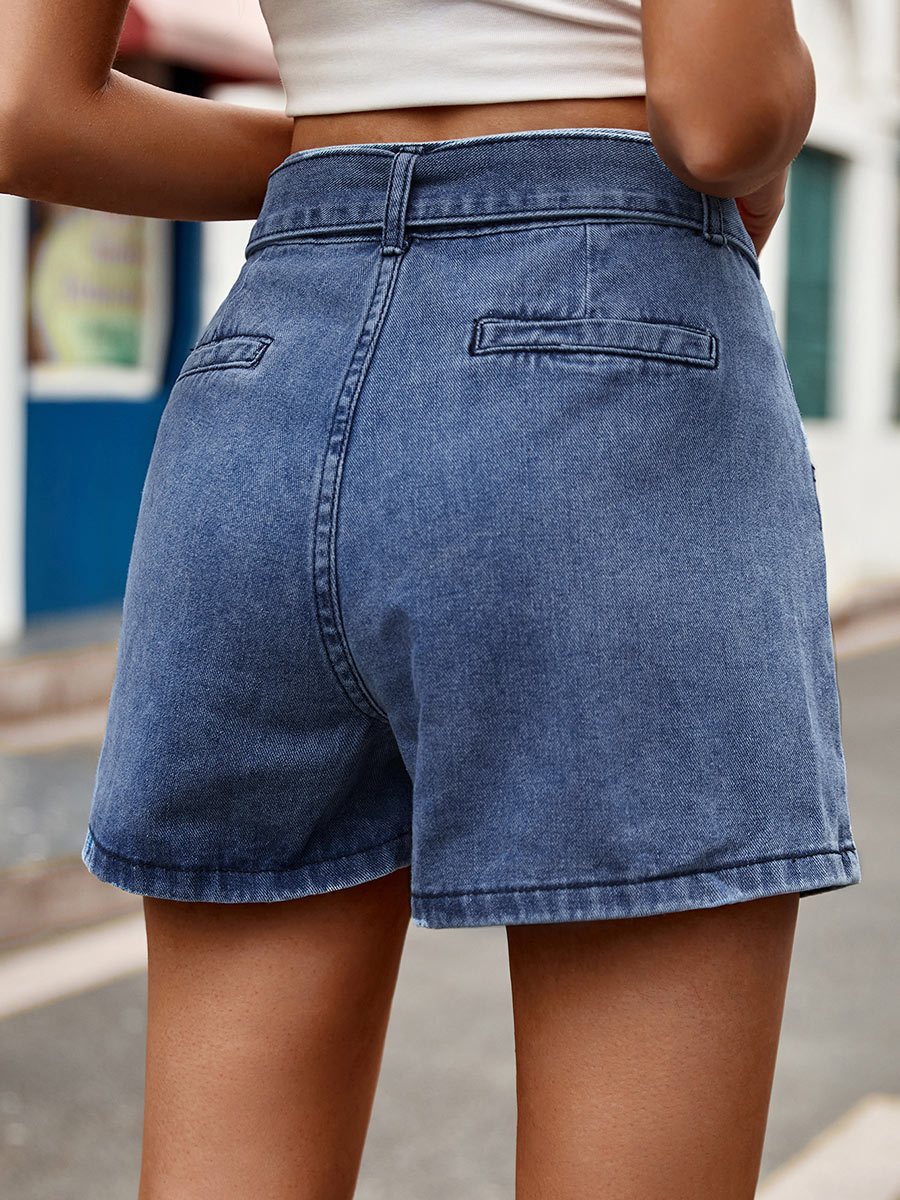 Short en jean polyvalent à taille haute pour femme 