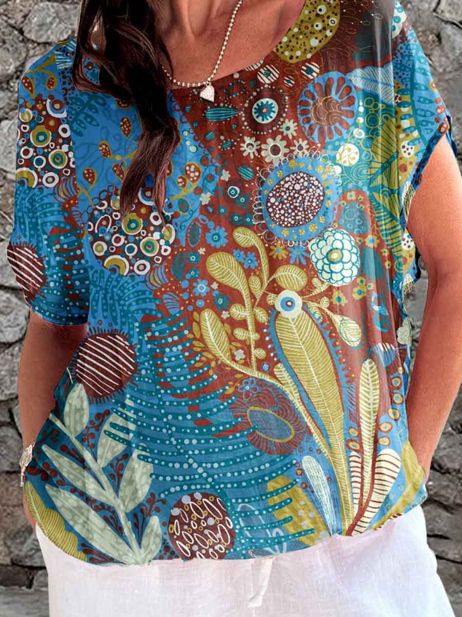 Women's Art Vintage Underwater World Floral Pattern Top