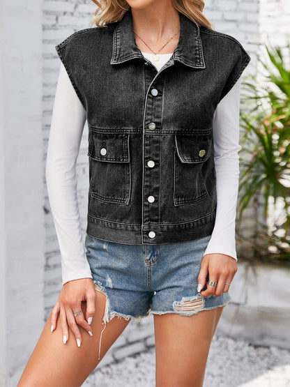 Women's Retro Denim Slim Washed Vest